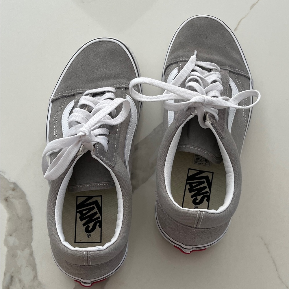 Vans Classic Gray and White Lace-Up Sneakers